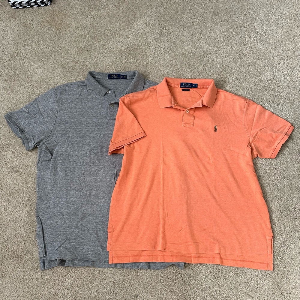 Polo by Ralph Lauren Men's Orange and Gray Polo Shirts